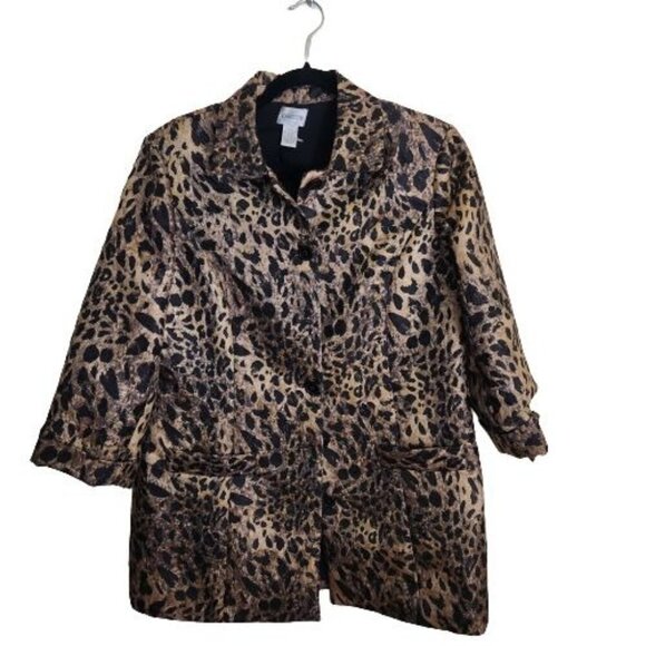 Chico's Animal Print Metallic Jacket Size 2(L) - Picture 1 of 4
